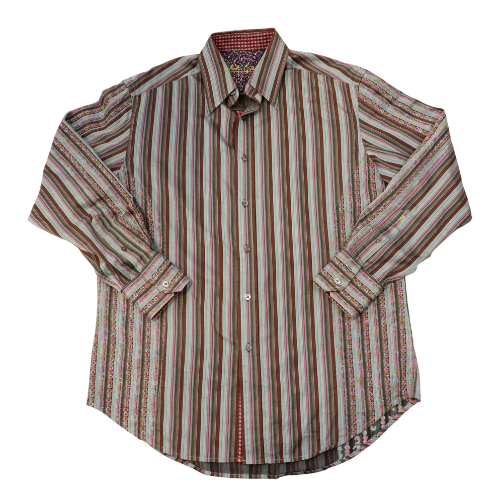 Vintage Robert Graham Pink/Blue/Brown/Flowers Button Up Size M